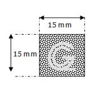 Rechthoekig mosrubber snoer | 15 x 15 mm | rol 50 meter